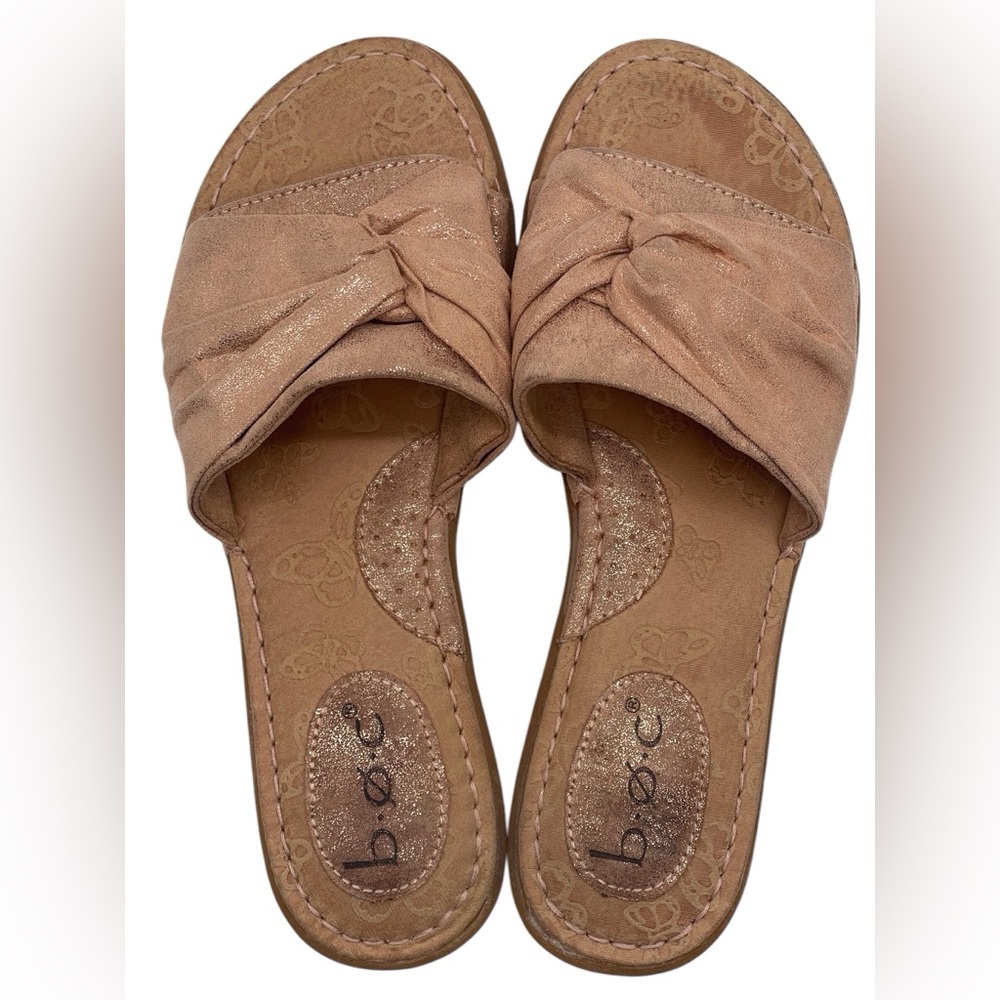 BOC Born slip on peachy pink glitter slip on slide sandal women’s size 7